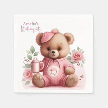 Boho Teddybeer Meisje Roze Beer Bloemige Verjaarda