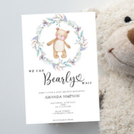 Boho Teddybeer Meisje Roze Beerlijd Baby Shower Kaart