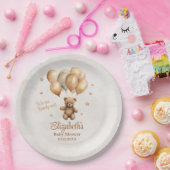 Boho Teddybeer met ballonnen Baby shower Papieren Bordje (Feest)