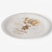 Boho Teddybeer met ballonnen Baby shower Papieren Bordje (Gekanteld)