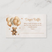 Boho Teddybeer met ballonnen Luier Raffle Informatiekaartje (Voorkant)
