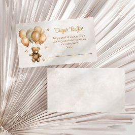 Boho Teddybeer met ballonnen Luier Raffle Informatiekaartje