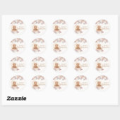 Boho Teddybeer Pampas Flower Baby shower Ronde Sticker (Vel)