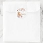 Boho Teddybeer Pampas Flower Baby shower Ronde Sticker (Tas)
