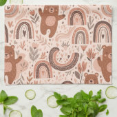 Boho Teddybeer Regenboog Nursery Patroon Theedoek (Gevouwen)