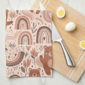 Boho Teddybeer Regenboog Nursery Patroon Theedoek (Quarter Fold)