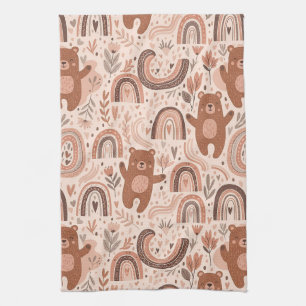Boho Teddybeer Regenboog Nursery Patroon Theedoek