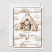 Boho Teddybeer Thema Baby Shower Uitnodiging (Voorkant)