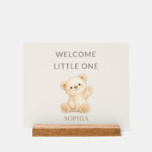 Boho Teddybeer “Welkom kleine” Persoonlijk Acryl Bord (Voorkant)