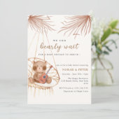 Boho Teddycursus Gitaar Baby Shower Kaart (Staand voorkant)