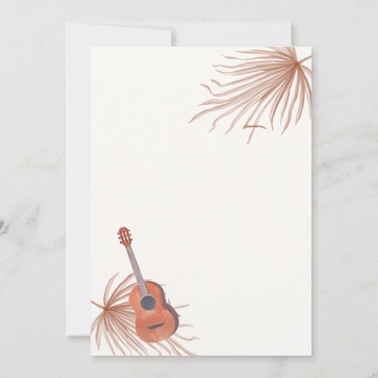 Boho Teddycursus Gitaar Baby Shower Kaart (Achterkant)