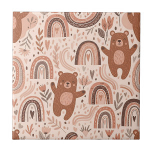 Boho Teddydbeer Regenboog Bruin Beige Blush Tegeltje