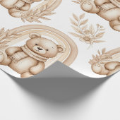 Boho Teddydier Regenboog Neutraal Bloemmotief Cadeaupapier (Hoek)