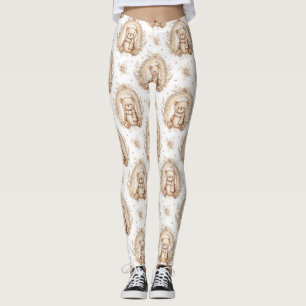 Boho Teddysh Bear Regenboog Neutraal Bloemmotief Leggings