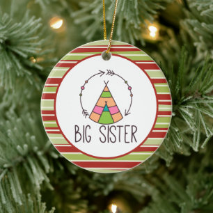 Boho Teepe Big Sister Cute Kerstmis Keramisch Ornament