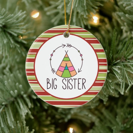 Boho Teepe Big Sister Cute Kerstmis Keramisch Ornament (Boom)