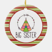 Boho Teepe Big Sister Cute Kerstmis Keramisch Ornament (Achterkant)