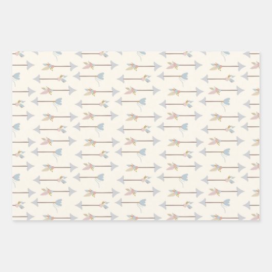 Boho Teepee Arrows Pastel Baby shower Inpakpapier Vel (Voorkant 2)