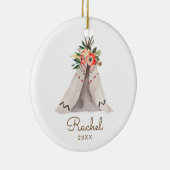 Boho Teepee Baby Girl-kerstversiering Keramisch Ornament (Rechts)