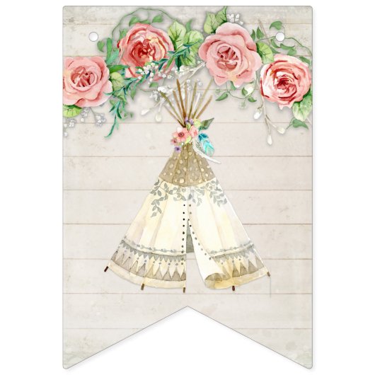 BOHO Teepee Baby shower Feathers Dream Catcher Vlaggetjes (Eerste vlag)