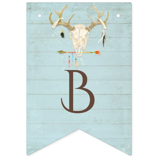 BOHO Teepee Baby shower Tribal Arrow Feather Blue Vlaggetjes (Tweede vlag)