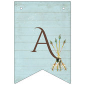 BOHO Teepee Baby shower Tribal Arrow Feather Blue Vlaggetjes (Derde vlag)