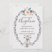 Boho Teepee Baby shower Waterverf Pijlen Uitnodige Kaart (Voorkant / Achterkant)