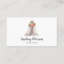Boho Teepee Babysitter Visitekaartjes