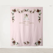 Boho Teepee Bordeaux Crème Bloemen Bruiloft Feest Wandkleed (Voorkant)