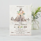 Boho TeePee bruids douche uitnodiging (Staand voorkant)