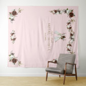 Boho Teepee Burgundy Cream Floral Vrijgezellenfees Wandkleed (In Situ (horizontaal))