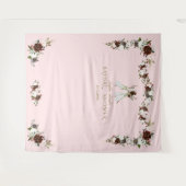 Boho Teepee Burgundy Crème Bloemachtige Bruiloftss Wandkleed (Voorkant (horizontaal))