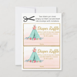 Boho TeePee Diaper Raffle Tickets