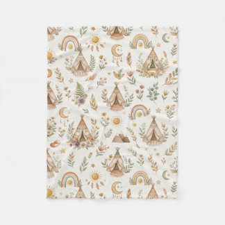 Boho Teepee en Woodland Regenboog Neutrale Baby Fleece Deken