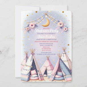 Boho teepee meisje sleepover sluimer party kaart