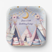 Boho teepee meisje sleepover sluimer party papieren bordje (Voorkant)