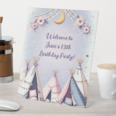 Boho teepee meisje sleepover sluimer party reclamebord met voetstuk (Insitu)