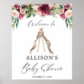 Boho teepee rustic floral baby shower welkomstteke poster (Voorkant)