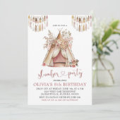 Boho Teepee Slumber Party Invitation Kaart (Staand voorkant)