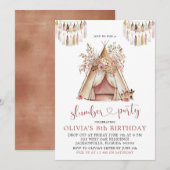 Boho Teepee Slumber Party Invitation Kaart (Voorkant / Achterkant)