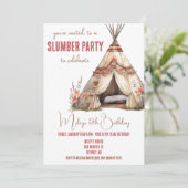 Boho TeePee Slumber Party, Sleepover, Verjaardag Kaart (Staand voorkant)