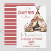 Boho TeePee Slumber Party, Sleepover, Verjaardag Kaart (Voorkant / Achterkant)