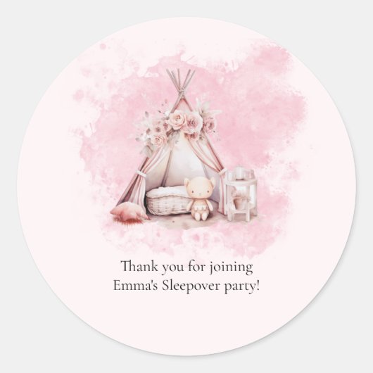 Boho teepee tent Sleepover Favor sticker (Voorkant)