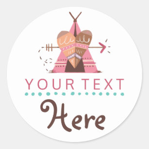Boho Teepee Tribal Native Heart & Arrow Boutique Ronde Sticker