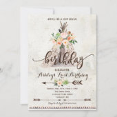 Boho TeePee verjaardagsuitnodiging, eerste verjaar Kaart (Voorkant)