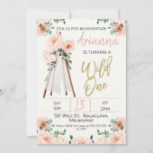 Boho Teepee Wild One 1st Birthday Invitation Kaart (Voorkant)