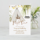 Boho Teepee Wild One Boy Eerste Verjaardag Kaart (Staand voorkant)