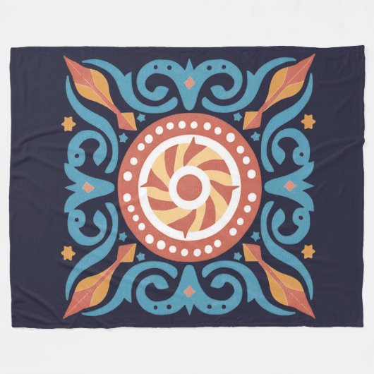 Boho Tegel Fleece Blanket Deken (Voorkant (Horizontaal))