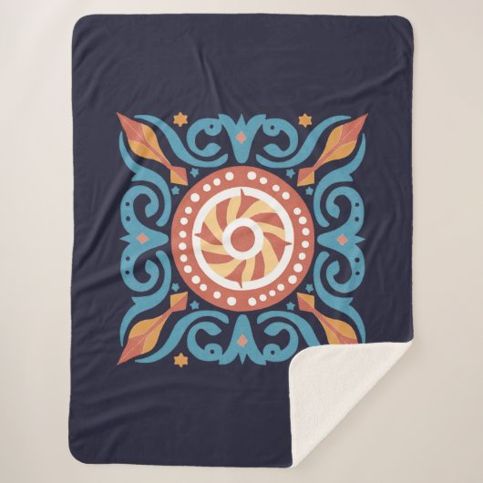 Boho Tegel Sherpa Blanket Deken (Voorkant)