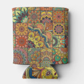 Boho tegels: kleurrijk patchwork naadloos patroon blikjeskoeler (Achterkant)